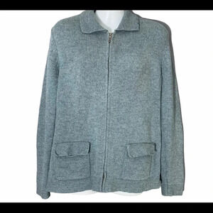 Lands’ End Wool Full-Zip Front Pocket Sweater